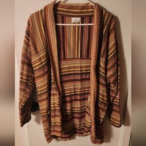 NWOT- Striped Multicolor Oversized Sweater With An Open Front